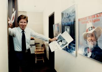 Music promoter: Steve Thomson, founder and president of Scarborough's Backstage Productions International, poses with posters of some of the entertainers he manages