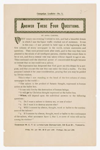 Campaign leaflets : no. 1 : answer these four questions