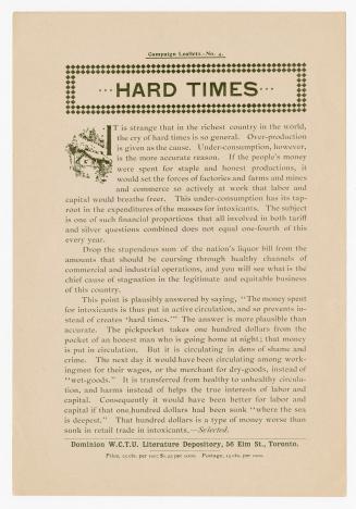 Campaign leaflets : no. 4 : hard times
