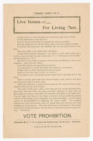 Campaign leaflets : no. 9 : live issues for living men