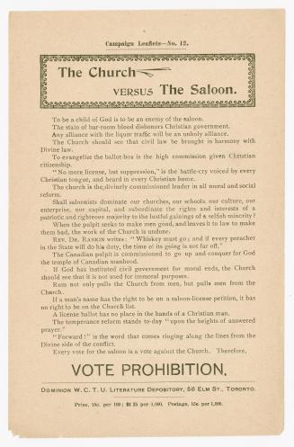 Campaign leaflets : no. 12 : the church versus the saloon