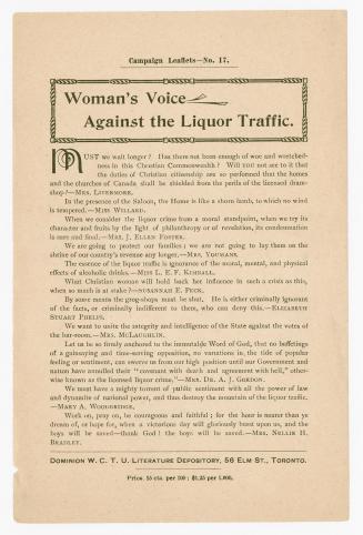 Campaign leaflets : no. 17 : woman's voice against the liquor traffic
