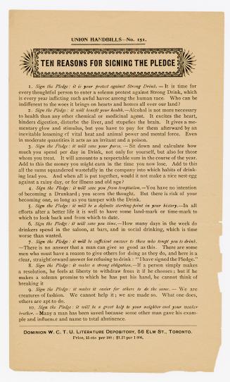 Union handbills : no. 151 : ten reasons for signing the pledge