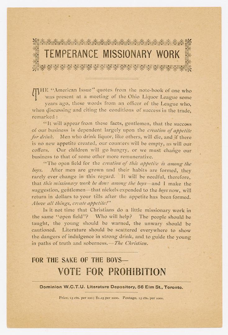 Temperance missionary work
