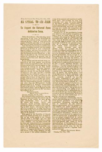 An Appeal to Sir John : to support the universal peace arbitration cause