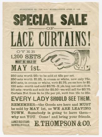 Special sale of lace curtains ... E. Thompson & Co.
