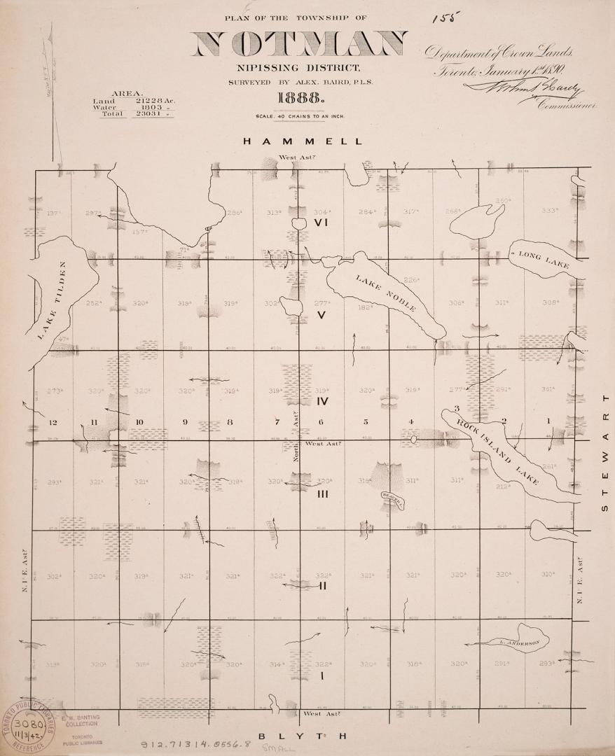 Plan of the township of Notman district of Nipissing surveyed by Alex Baird, P.L.S.
