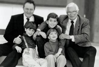 Famous grandfathers: Musician Moe Koffman, left, and conductor Victor Feidbrill with their grandchildren Benjamin, 7, Joshua, 10, and Jacob, 4.
