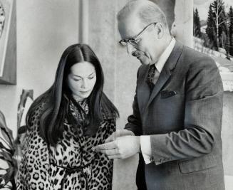 Actress Nancy Kwan meets mayor Dennison. She was in town to publicize new movie, The Wrecking Crew