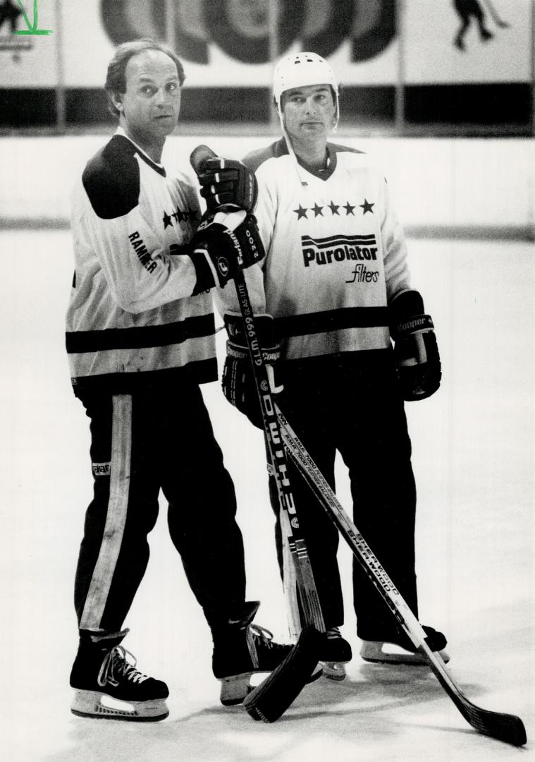 Deadly duo: Guy Lafleur and Steve Shutt, right, have slowed down since their glory days with the Habs but they still know where the net is, scoring four goals each in a charity game yesterday