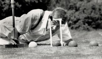 Sticky wicket: William Langstroth, president of Croquet Canada, lines up a shot