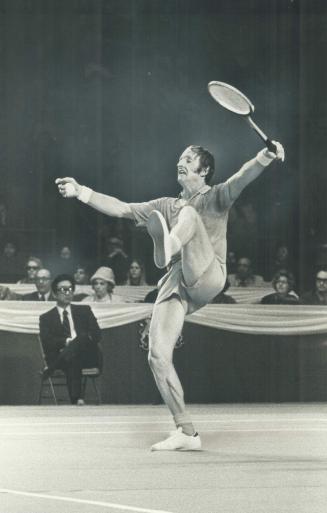 One Point Landing: Tennis King Rod Laver looks more like a ballet dancer than the top man of his sport as he lands after making a return during final yesterday against Roy Emerson