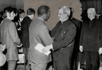 Paul-Emile Cardinal Leger. Meeting a friend at St. Michael's College