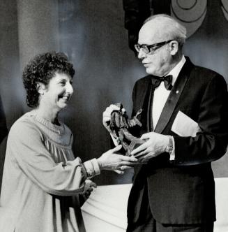 A big winner: Maritimes' actress Viola Leger received her Dora Award from theatre critic Herbert Wittaker at the first annual show held in the St