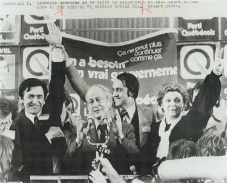 1976. Victory at last: After eight years as party leader without a seat in the legislature, Rene Levesque saw his Parti Quebecois win a landslide victory over Robert Bourassa's Liberals. Before the election Levesque had six seats and after it he had 71 and the Premiership of Quebec.