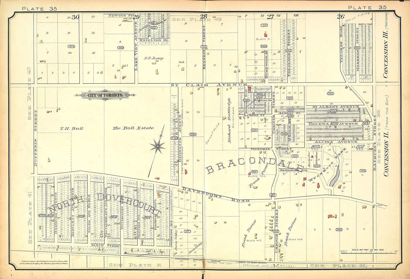 [Plate 35] Atlas of the city of Toronto and vicinity from special survey founded on registered plans and showing all building and lot numbers.