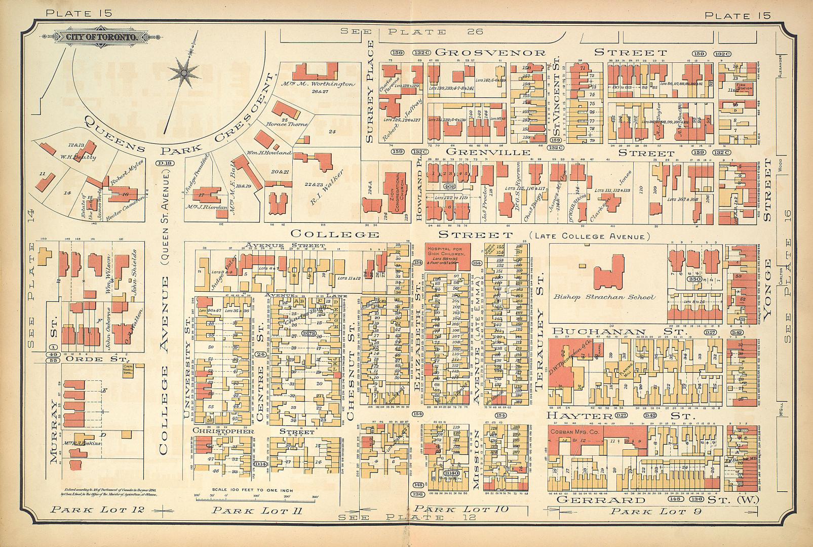 [Plate 15] Atlas of the city of Toronto and vicinity from special survey founded on registered plans and showing all building and lot numbers.