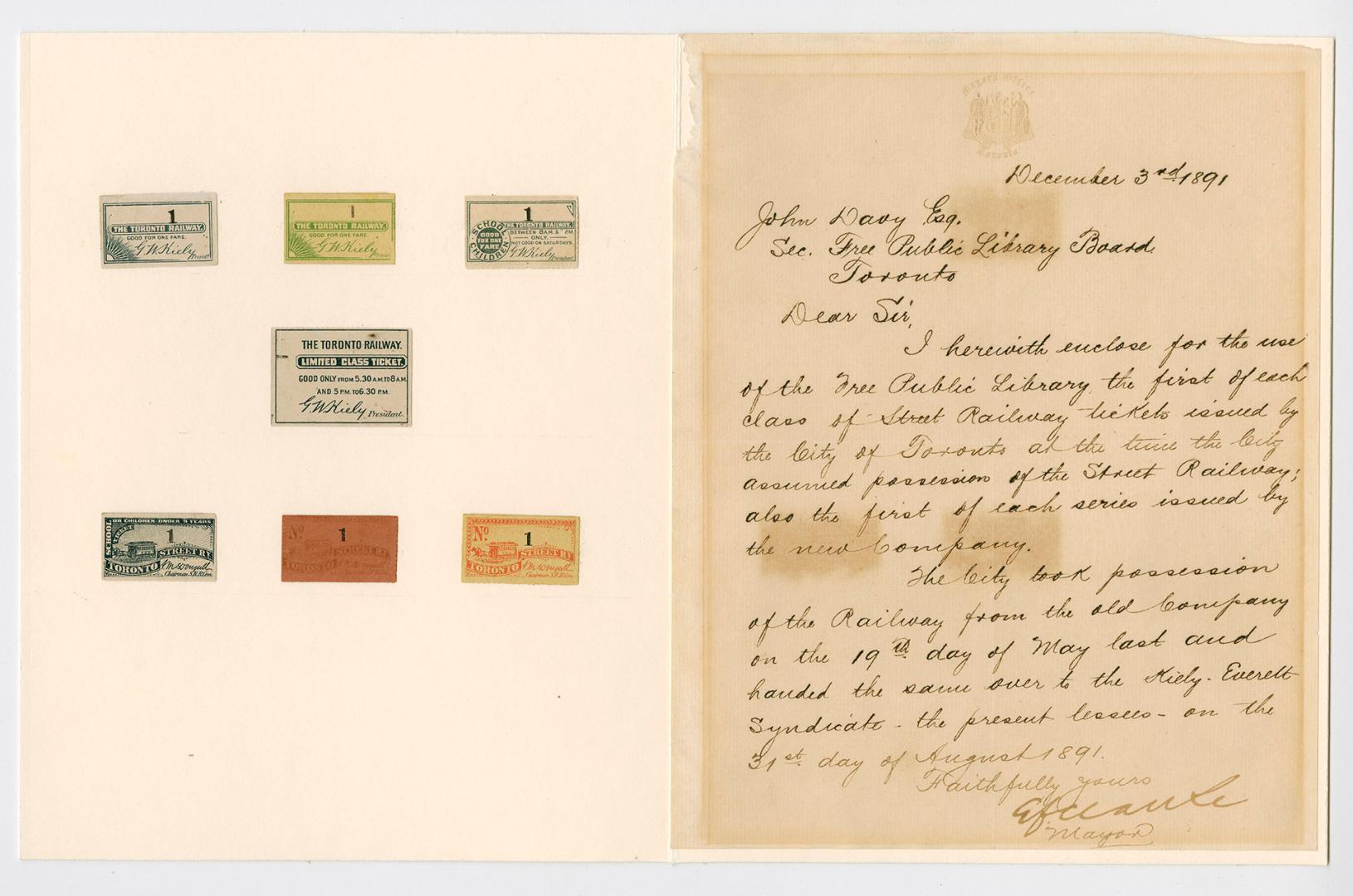 Toronto Street Railway tickets