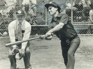 In top form to open the home season for the Toronto Maple Leafs baseball club yesterday, Stephen Lewis, punched two hits - both to centre field