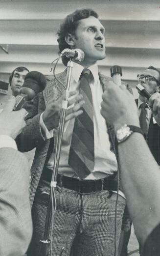 Stephen Lewis, Ontario leader of the new Democratic Party, speaks at a meeting of the party's provincial council that voted to order the left-wing Waffle group to dissolve