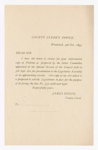 [Letter] : I have the honor to enclose for your information copy of petition