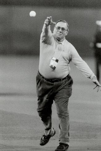 First things first: The Star's Neil MacCarl, who has covered baseball for 43 years, threw out the first pitch yesterday in Game 6 at the SkyDome.