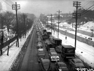Traffic on Yonge Street at the Belt Line during TTC strike