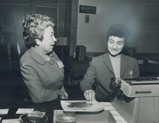 Queen Bee of Canadian prospectors, Viola MacMillan shown here, was president of Prospectors and Developers Association for 21 years before she resigned in 1965