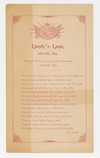 Lundy's Lane, 25th July, 1814 : memento of the unveiling of the monument, 25th July, 1895