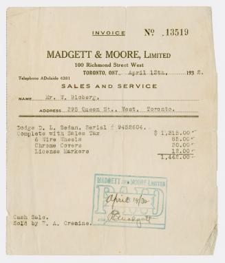 Madgett & Moore Ltd. invoice