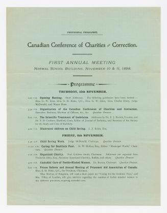 Canadian Conference of Charities and Correction: first annual meeting ... programme