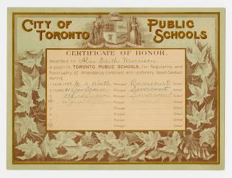 City of Toronto Public Schools Certificate of Honor