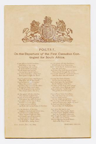 Poetry, on the departure of the first Canadian contingent for South Africa