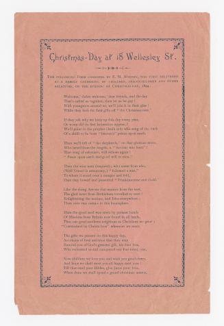 [Poem] Christmas-day at 18 Wellesley St.