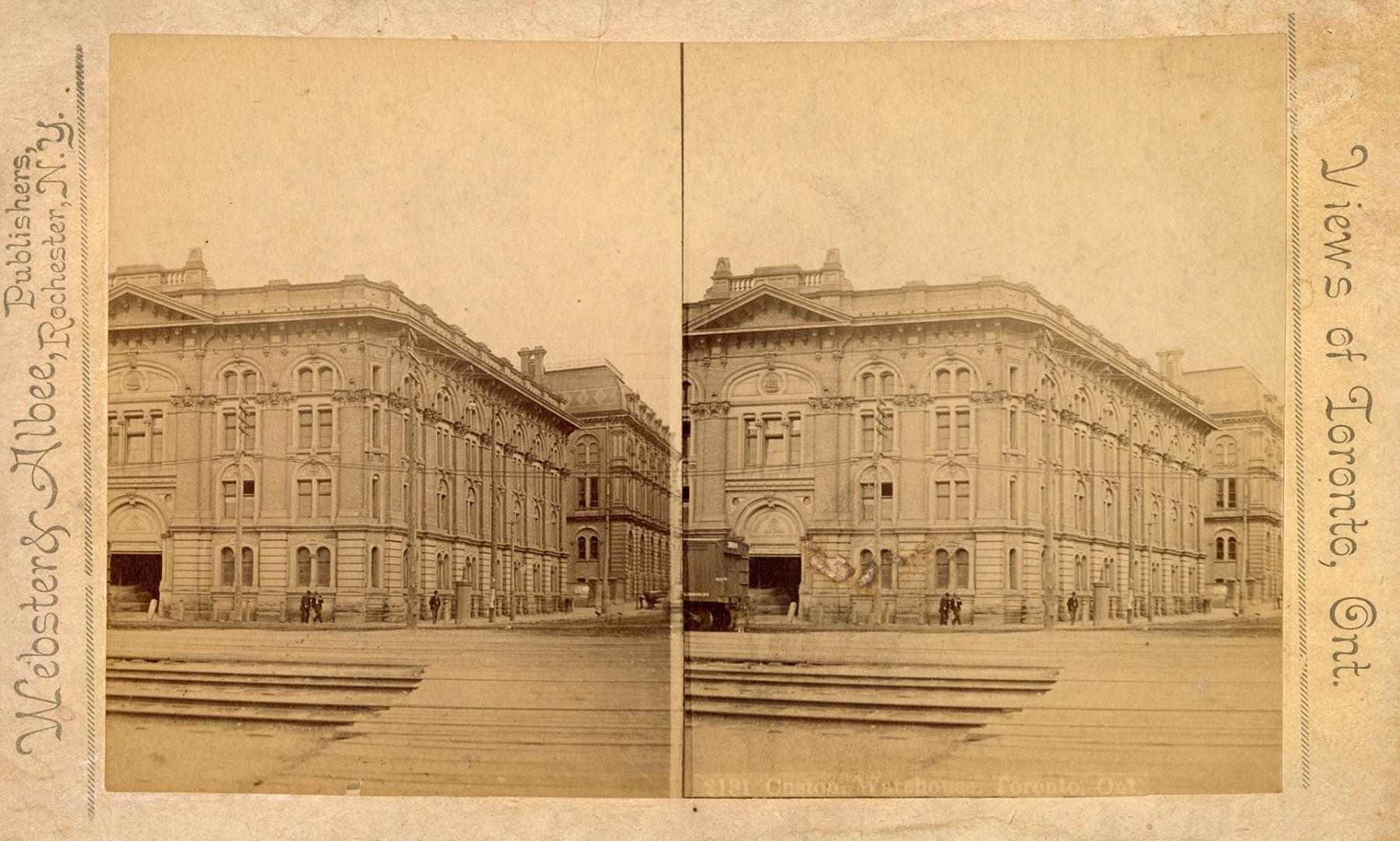 Image shows two images of the same four-floor custom warehouse.