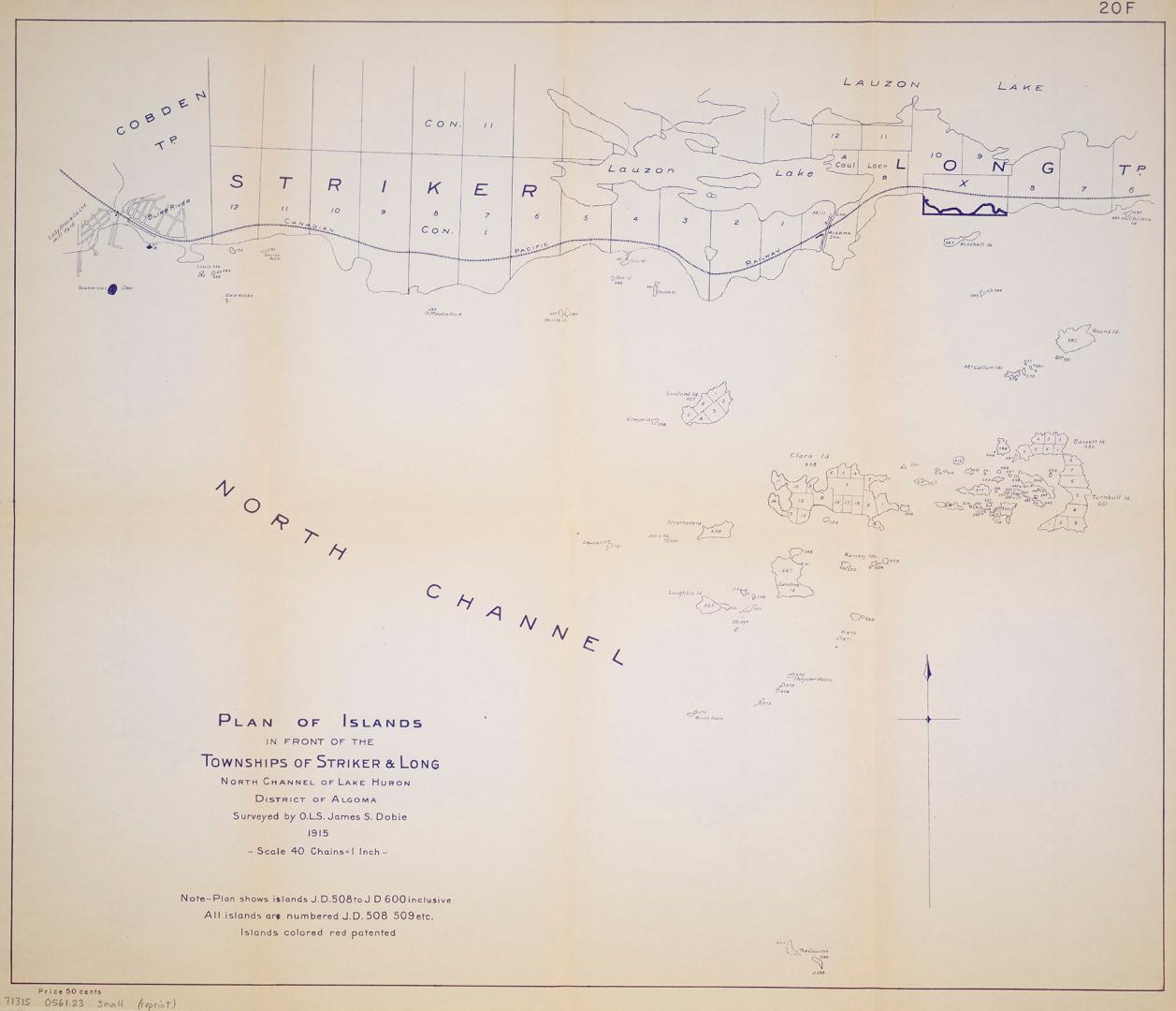 Plan of islands in front of the townships of Striker & Long north channel of Lake Huron District of Algoma