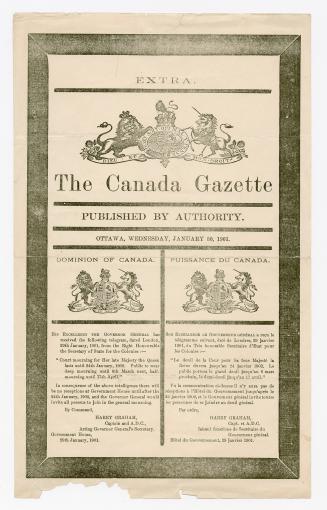 Extra : The Canada Gazette : published by authority : Quebec, Wednesday, January 30, 1901