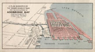 Image shows a development plan of the Ashbridge Bay.