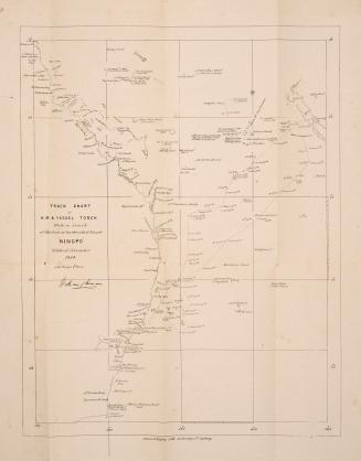 Track chart of H.M.S. vessel Torch while in search of the crew of the wrecked vessel "Ningpo" October & November 1854