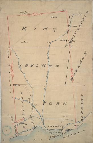 Original plan of the Toronto Purchase from the Indians, 1787-1805. Image shows the map that rea ...