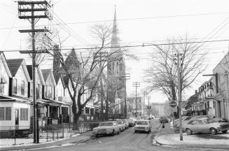 St. Clarens Avenue looking south from College Street to Dundas Street West, showing St. Helen's Church, Toronto, Ont.