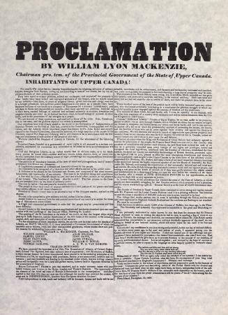 Proclamation by William Lyon Mackenzie