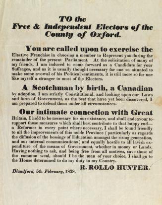 To the free and independent electors of the county of Oxford