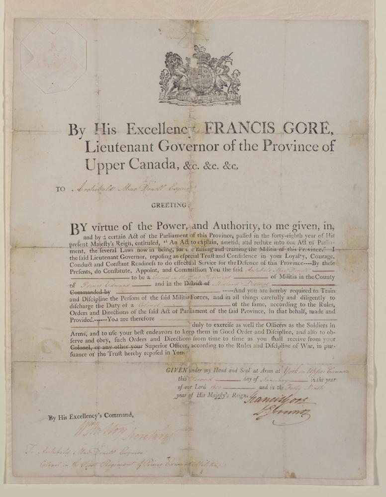 By His Excellency Francis Gore, Lieutenant-Governor of the Province of Upper Canada, &c