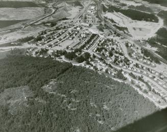 Aerial view from forest of Marathon Pulp Inc. lumber mill