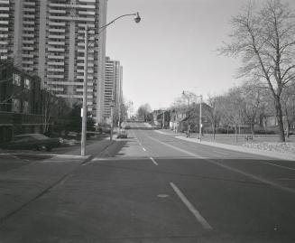 Davisville Avenue, looking west from west of Mount Pleasant Road. Toronto, Ontario. Image shows ...