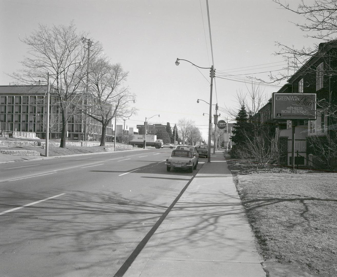 Davisville Avenue, looking east from west of Mount Pleasant Road, Toronto, Ontario. Image shows…