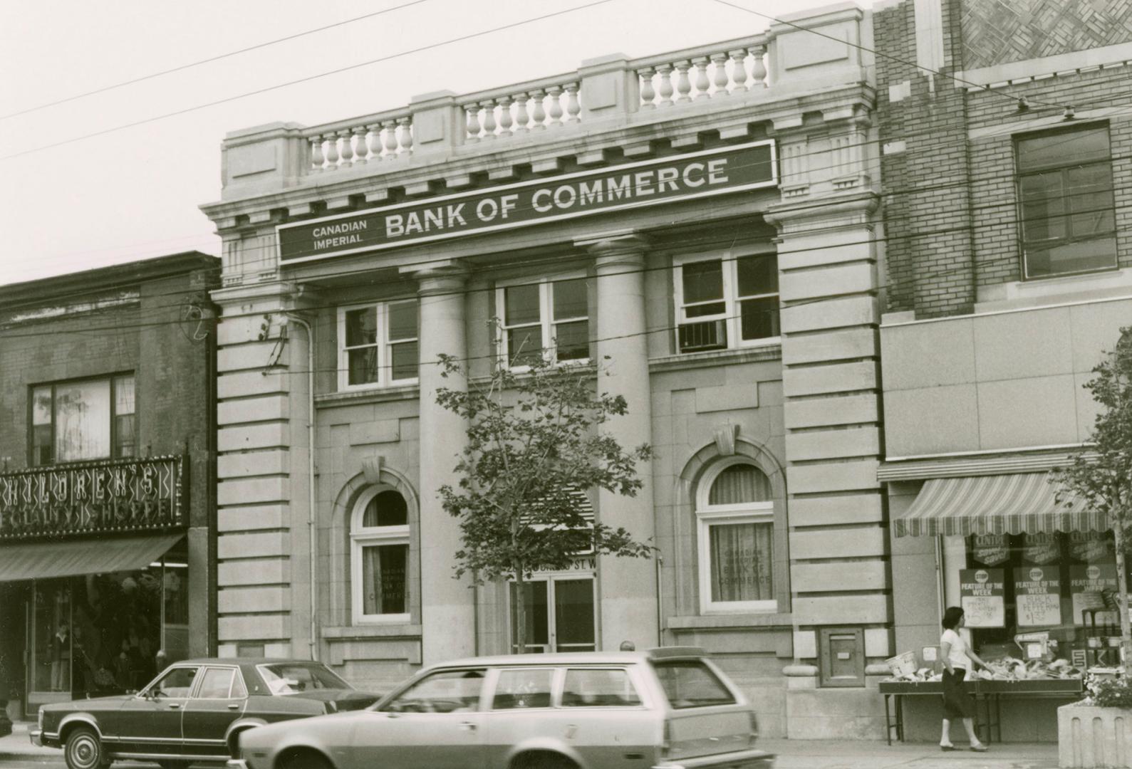 Canadian Imperial Bank of Commerce branch, originally Canadian Bank of Commerce branch, Dundas Street West, north side, between Keele Street and Pacific Avenue, Toronto, Ontario.
