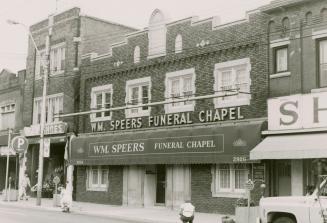 W. M. Speers Funeral Chapel, Dundas Street West, north side, between Keele Street and Pacific Avenue, Toronto, Ontario.