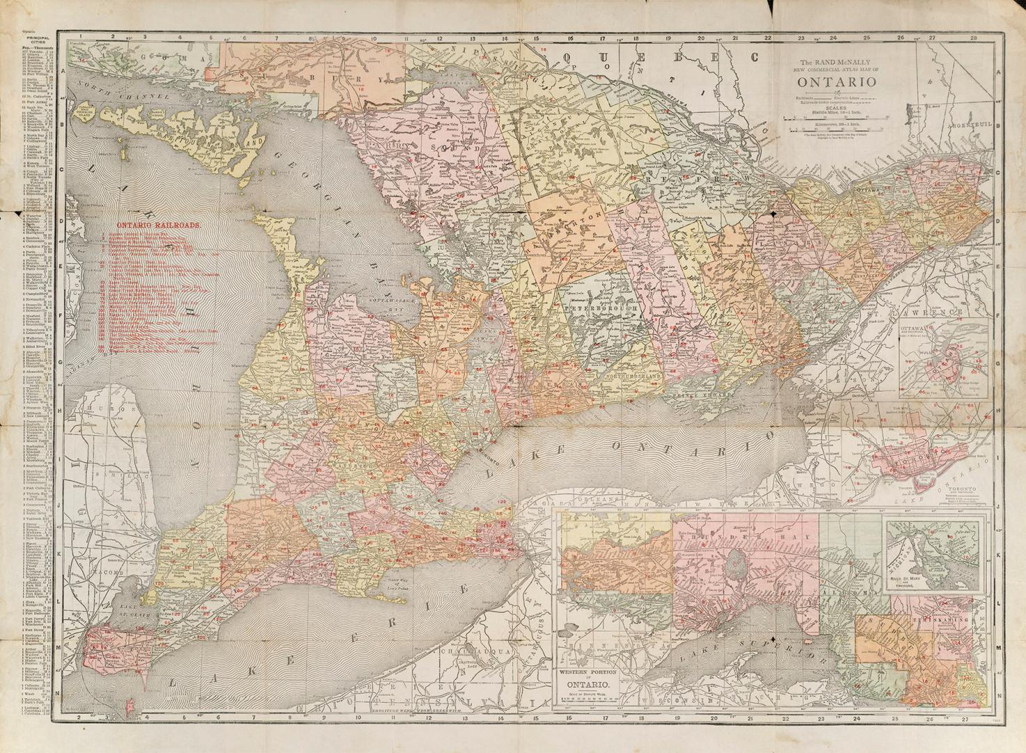 The Rand-McNally new commercial atlas map of Ontario